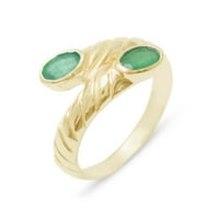 Britanci napravio 9k žuto zlato prirodni smaragdni prsten za žene - Opcije veličine - - Opcije veličine