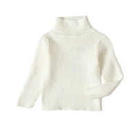 LUMENTO TODDLER Jumper Top Solid Color džemper s dugim rukavima Pleteni džemperi Termički pulover Visoki vrat bijeli 3Y
