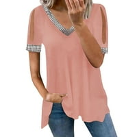 Vegersell Workhout Majice za žene Modni ženski ljetni V-izrez Slijede kratki rukav za bluzu Redovni