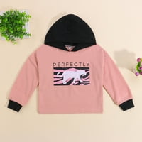 Toddle Baby Boy Girl Casual Tops Boja podudaranje na životinjskom pismu Štampanje dugih rukava s kapuljačom