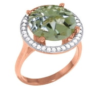 Galaxy Gold 14K ružičasto zlatni prsten sa prirodnim dijamantima i zelenim ametistom - veličina 11