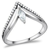 DA - Visoko polirani prsten od nehrđajućeg čelika sa AAA CRATE CZ u jasnoj veličini 5