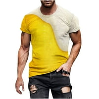 Caveitl Muške majice, Nova modna majica Muška majica 3D ne pozicioniranje pivo Ispis kratkih rukava Okrugli vrat Majica Casual Sports Top Bluzes Yellow
