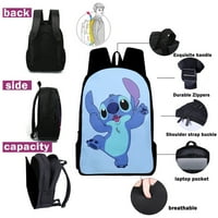 Lilo i Stitch Slatki ruksak s torbicom za ručak Olovke za olovke za teen djevojke, putni ruksak