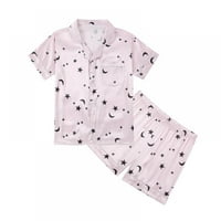 Pajama set za dječje dječake djevojke gumb-up svilena pidžama noćna odjeća noćna odjeća salon dnevna