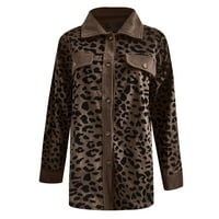 Ženske jakne za koduroy kaputi spuštaju majice s dugim rukavima prevelizirani leopard tiskani sa džepovima Srednja odjeća