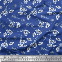 Soimoi plavi pol georgette tkaninski listovi i cvjetni tiskani tkaninski dvorište širom