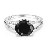Gem Stone King Sterling Silver Black Sapphire Prsten za žene