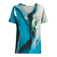 Scyoekwg ženske majice kratki rukav vrhovi klirence plus veličina casual opuštena fit tees majica Ljetni mramor Ispis trendi v-izrez za bluze Bluze Bluse XL