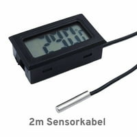 Mini termometar Digitalni prikaz temperature sa sondom crni kabel, brojila