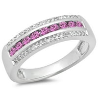 DazzlingRock kolekcija 14k okrugli ružičasti Sapphire & White Diamond ženski godišnjica vjenčanica,
