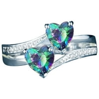 Jeftini prstenovi circon prsten dvostruki prsten za srce u obliku prstena za vjenčani prsten nakit do