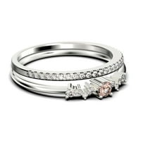 Zigzag Style 1. Carat Round Cut morgatit i dijamantni mouzrični udruživački prsten, tanak prsten, vjenčani