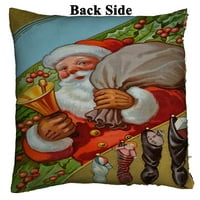 Jolly Santa Claus zvoni u božićnom jastuku kućište za kućni dekor