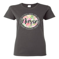 Cvjetna medicinska sestra zahvalnost pop kultura Ženska grafička majica, drveni ugljen, srednji