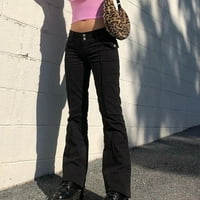 Hueook Jeans Flares za žene Jednobojne boje, visoko hlače s poketama modne široke noge traperice