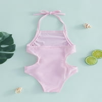 Coduop Toddler Kid Girls kupaći kostimi bez rukava bez rukava Bikini set plišani kuglični kupaći kostimi