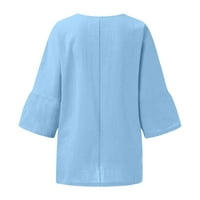 Hueook majice za žene plus veličine pamuk i posteljina okrugla vrat kratkih rukava tisak tisak modna