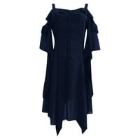 Udobne haljine za žene ženska moda tamna u ljubavi ruffle rukavi s ramena Gotic midi haljina