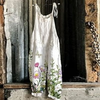 Ženski ljetni casual labavi džep boemski cvjetni tisak širokim nogama, cjelokupni čipkasti čipka u toku
