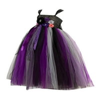 Dječja djevojka Halloween Cosplay haljina s trakom za glavu Wing Cvjetni kontrast boja bez rukava za
