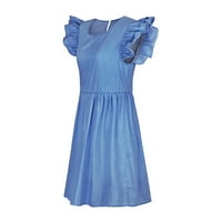 Žuwimk Maxi haljina za žene, ženski V vrat sa ramena navečer Bodycon Club Midi haljina plava, xl
