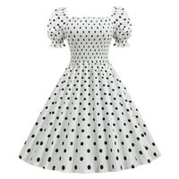 FNOCHY MAXI haljine za žene Ljetna haljina odora modna linija bljeskalica Vintage haljina maturalna ljuljačka kratka rukava polka točka za ispis