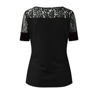 Crne majice za žene izvan ramena kratkih rukava pulover V-izrez bluza od čipke