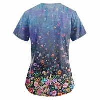 Ženski vrhovi grafički grafički otisci bluza Modne žene Ljeto kratkih rukava T-majice Tunika Tee Purple