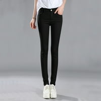 Xinqinghao Radne pantalone za žene modne čvrste boje traperice hlače tanke ravne pantalone casual elastične