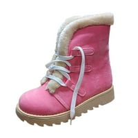 Čizme za žene čizme visoko rezane ravne čipke up čizme snijeg toplo plus cipele sa okruglim nožnim prstima