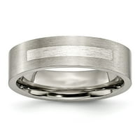 Mia Diamonds Titanium Flat Sterling Silver Inlay brušeni vjenčani zaručnički prsten Veličina prstena