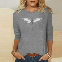 Bluze za žene plus veličine bavi ženskim modnim tiskanim labavim majicama srednjih rukava bluza okrugli vrat casual vrhovi