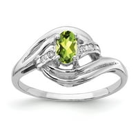 Čvrsta 14k bijelo zlato 5x ovalni peridot zeleni kolovoz dragulja Diamond Angažman prsten veličine 6
