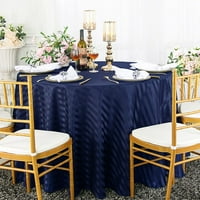 Vjenčanje posteljina Inc. 90 prugasti okrugli jacquard poliester stolnjak - mornarsko plava