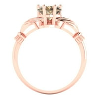 1. CT Sjajan srčani rez proclan simulirani dijamant 18K ružičasto zlato pasijans claddagh prsten sz 3.5