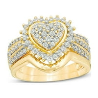 Bidobibo dijamantni prsten dame modni vjenčani zlatni dijamantni prsten dva set prstena obećava prstenove