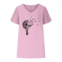 Homenesgenics Womens Plus veličine vrhova kratkih rukava Prozračna žena V-izrez Print T-majice Modne