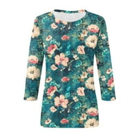 Bluze sksloeeeeeeg za žene Vintage cvijeće ruhove rukave Dressy pulover Bluze Ležerne tee, svijetlo
