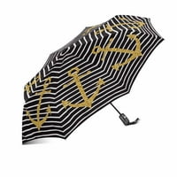 Moderna zlatna sidra na crno-bijeloj prugastoj liniji Automatsko preklopno putni kišobran, lagani kompaktni