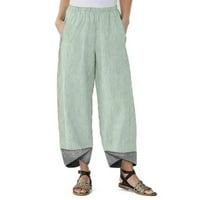 Caicj ženske hlače Žene elastične reservene visoke struke Ležerne prilike labave duge hlače sa džepom