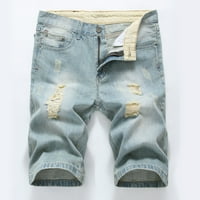 Njoeus muške traper kratke hlače, muški rastezljivi umetnuti Jeans Hratke Casual Biker Jeans kratke