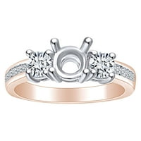 1. Okrugli oblik karata Bijeli prirodni dijamantski zaručni prsten u 14K čvrstog ruža zlatna prstena