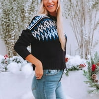 DahAx ženski povremeni džemperi s dugim rukavima u boji blok na velikoj dukserice labavi fit mekani pleteni džemper pulover na vrhu crne m