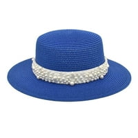 Sunčani šešir odrasli unisni retro zapadni kaubojski jahački šešir kožni remen biser široka kapa od slame kašike