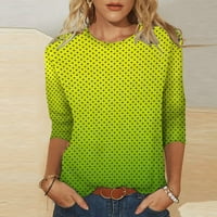 Atinetok ženske majice labavi fit lagani izlazak casual pulover tee vrhovi ljetni rukavi okrugli vrat dame 3D prugasti ispis bluze i vrhovi zeleni l