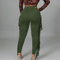 Tdoqot pantalone za žene- casual uske fit sredinom struka modne čvrste tajice Ženske žbuke vojske zelene s