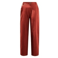 Borniu Hlače Ženske hlače Ležerne prilike pune džepova u boji Elastični struk Udobne pravne hlače