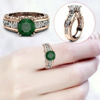 Pgeraug pokloni za žene Dame Ring Legura pozlaćena 14k Rose Gold Boja za odvajanje prstena za nakit poklon bakreni prsten zelena