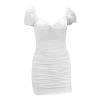 Ličnost V izrez Bubble ruhove haljina jednostavna, ali delikatna dizajna Ženska ležerna haljina bijela XS